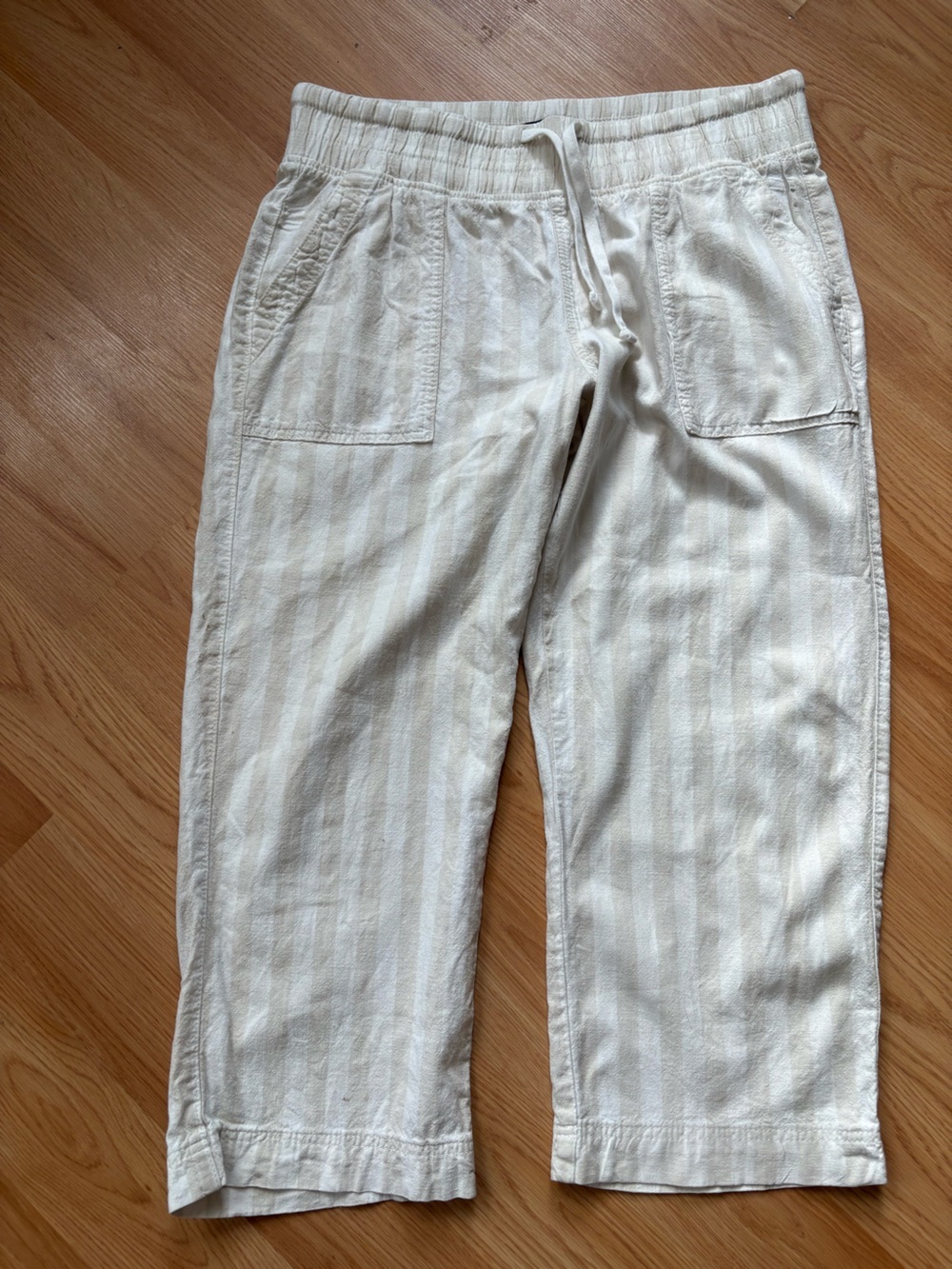 Denver Hayes Cream Striped Drawstring Chinos 12